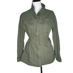 Old Navy Military Utility‎ Field Jacket Cinch Waist Cargo S Olive Army Green